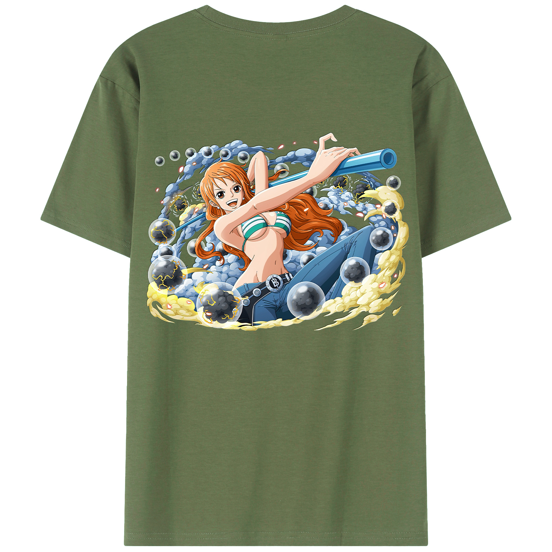 （画像用） ワンピース ナミ ONE PIECE Nami 綿100％ メンズ半袖Tシャツ（バックプリント） 通気性